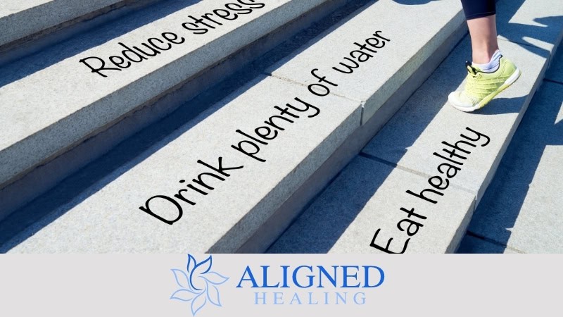 Lifestyle Reminder to Drink Water on stairs